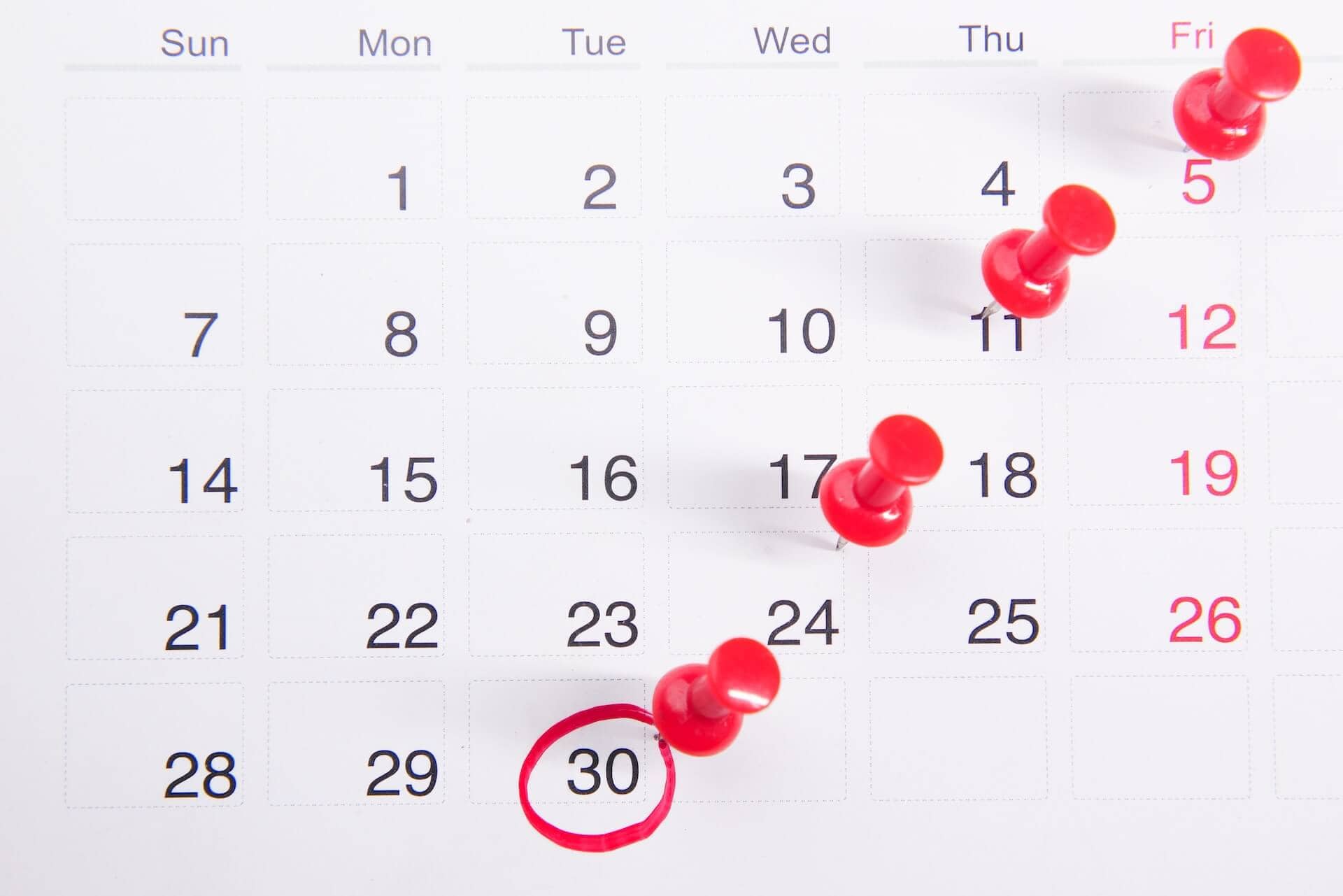 Calendrier annuel de fonctionnement